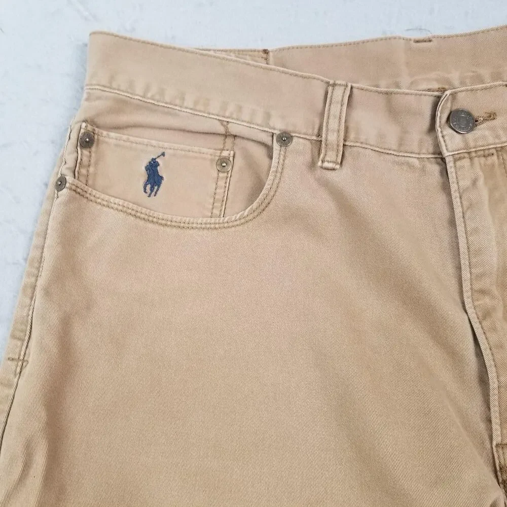 Polo Ralph‎ Lauren Authentic Dungarees Jeans Mens 36x32 Beige Straight Denim